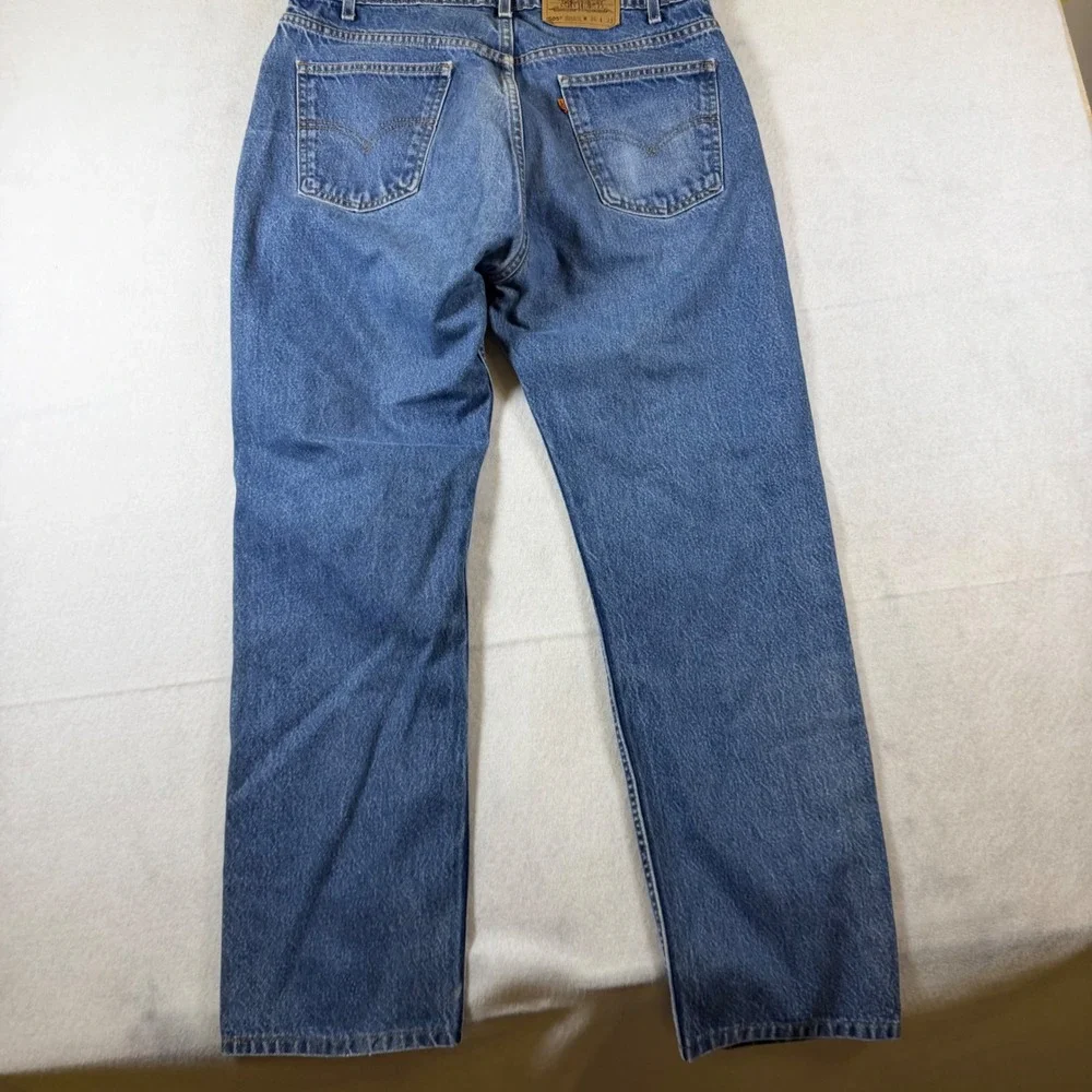 Levis 505 Vintage Orange Tab Regular Fit Straight Leg‎ Jeans Blue 36x33